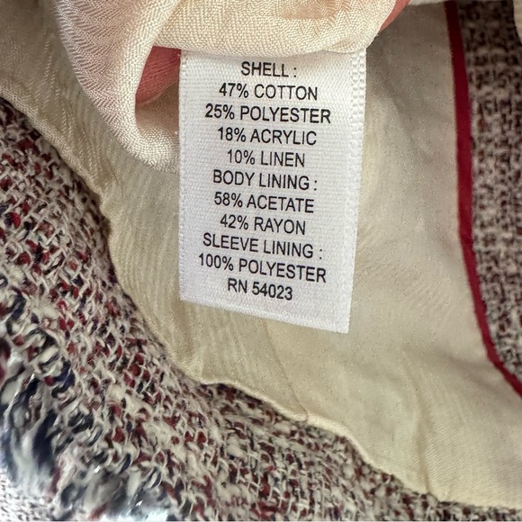 Banana Republic Jacket/Blazer Tweed 3/4 Sleeve Zip Cotton Blend Size 4 EUC - Picture 5 of 11